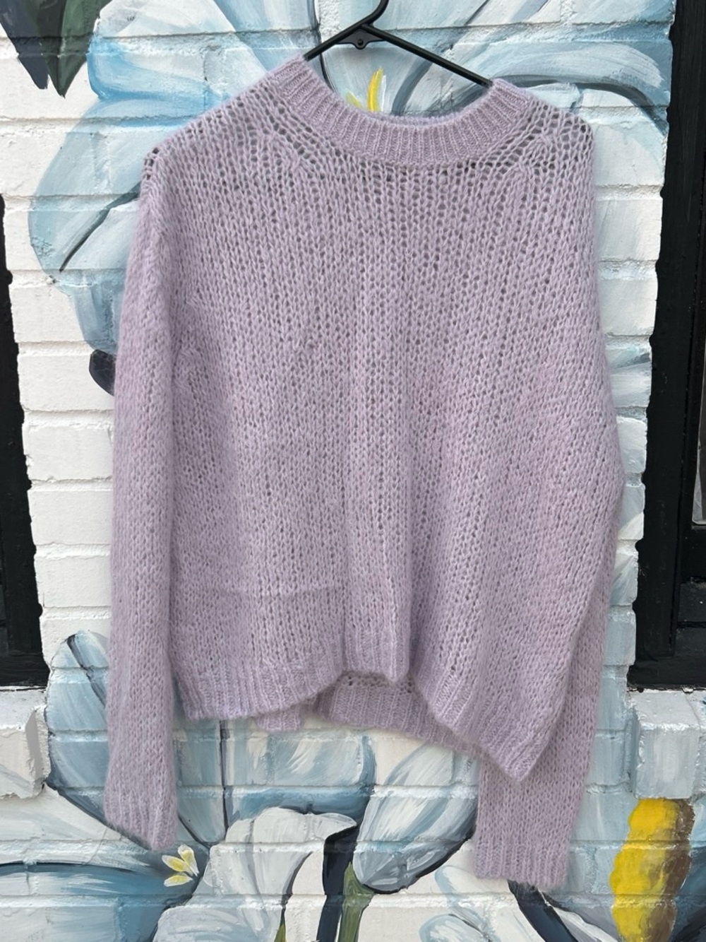 Free People Lilac Crewneck Mohair Blend Sweater